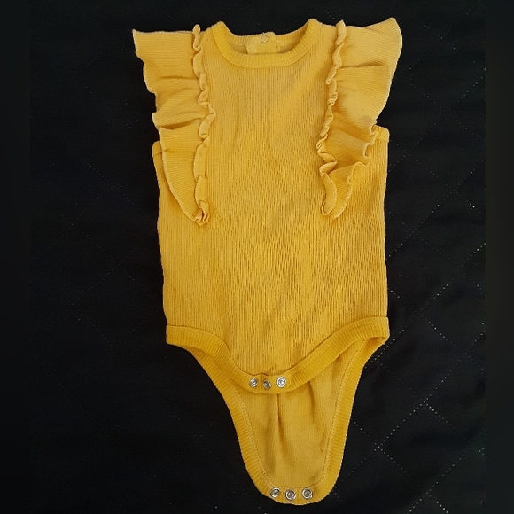 Rachel Zoe Mustard Ruffle Bodysuit - Picture 1 of 1